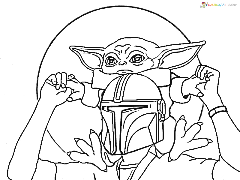 Coloring pages Baby Yoda. The Mandalorian and Baby Yoda Free