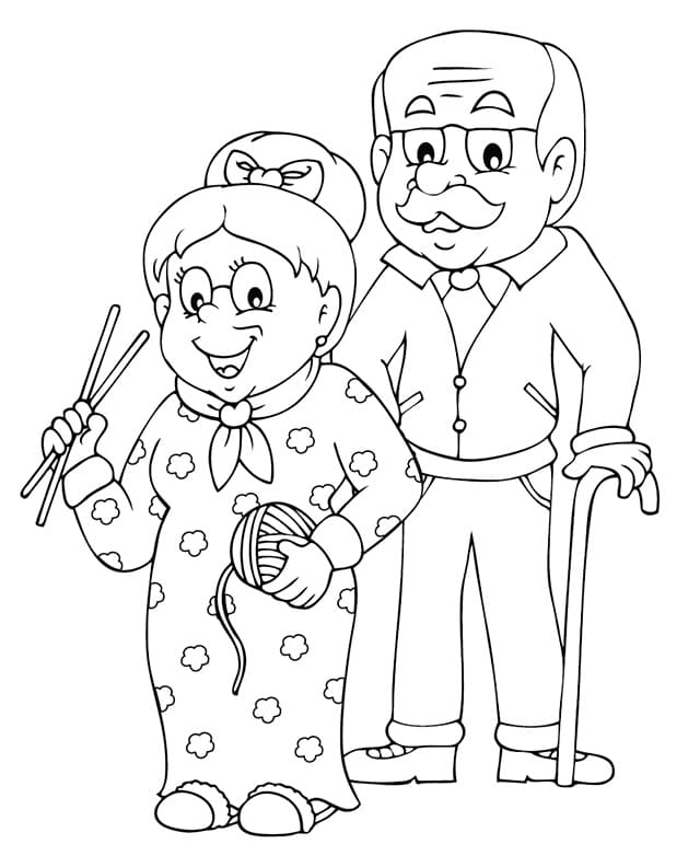 Grandma and Grandpa Coloring Page - Free Printable Coloring Pages for Kids