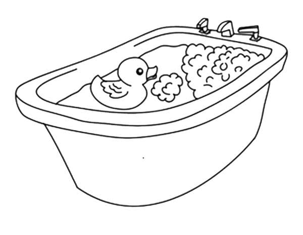 Rubber Duck In Tub Coloring Page - Free Printable Coloring Pages for Kids