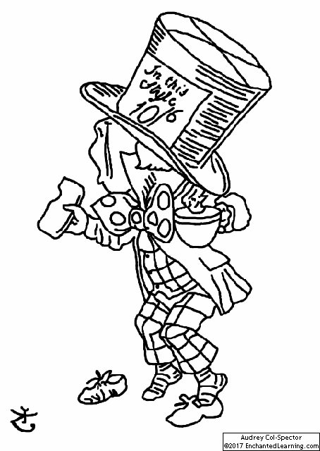The Mad Hatter Arrives at Court to Testify (Coloring Page) - Enchanted  Learning
