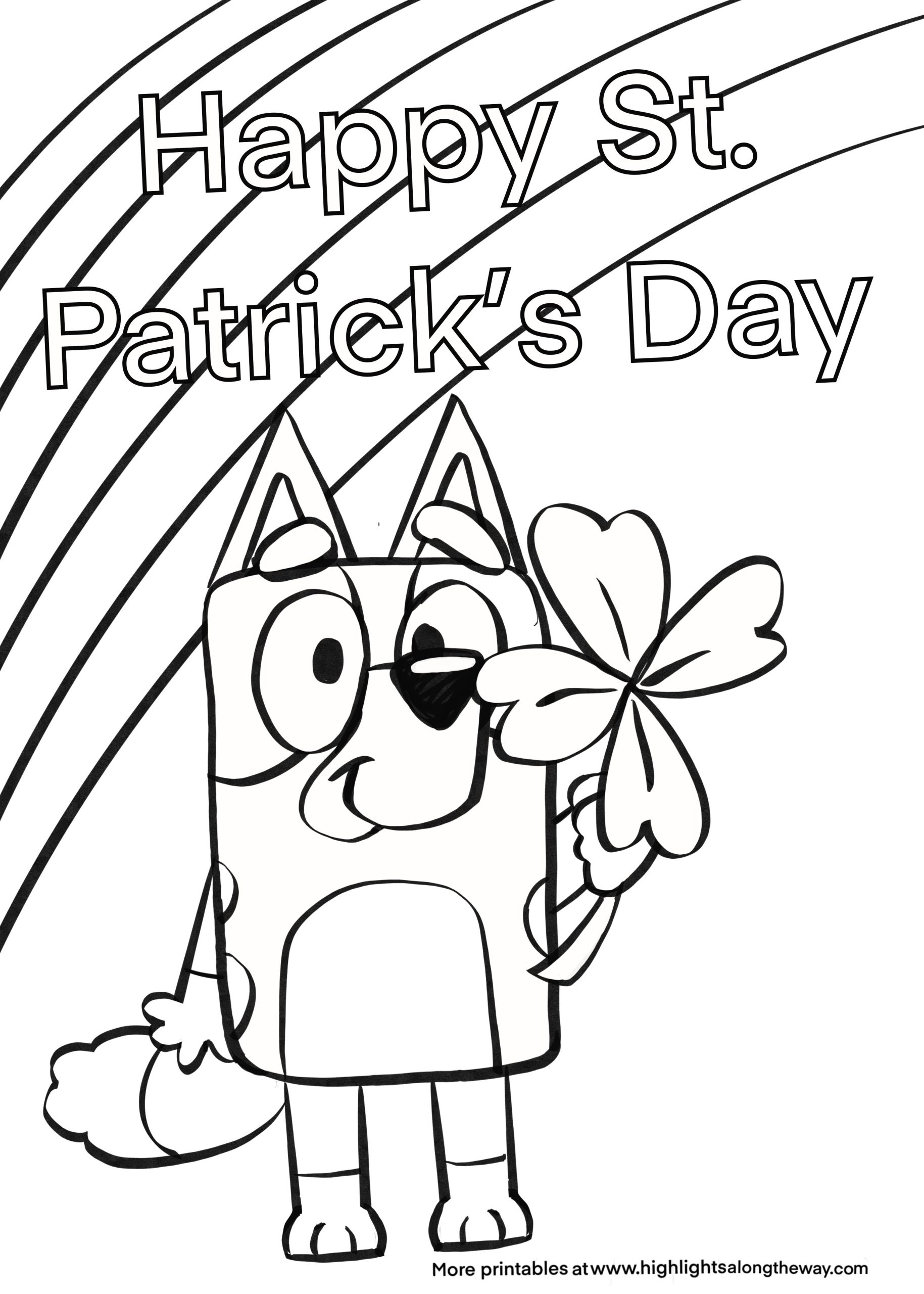 Bluey St. Patrick's Day Coloring Page - Instant Download