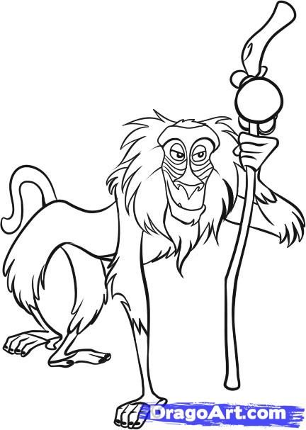How to Draw Rafiki, Step by Step, Disney Characters, Cartoons, Draw Cartoon  Characters, FREE Online Dr… | Lion king drawings, Disney art drawings,  Disney canvas art
