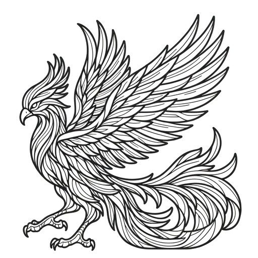 Realistic Phoenix Coloring Page ...