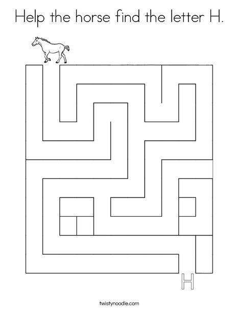 Help the horse find the letter H Coloring Page - Twisty Noodle