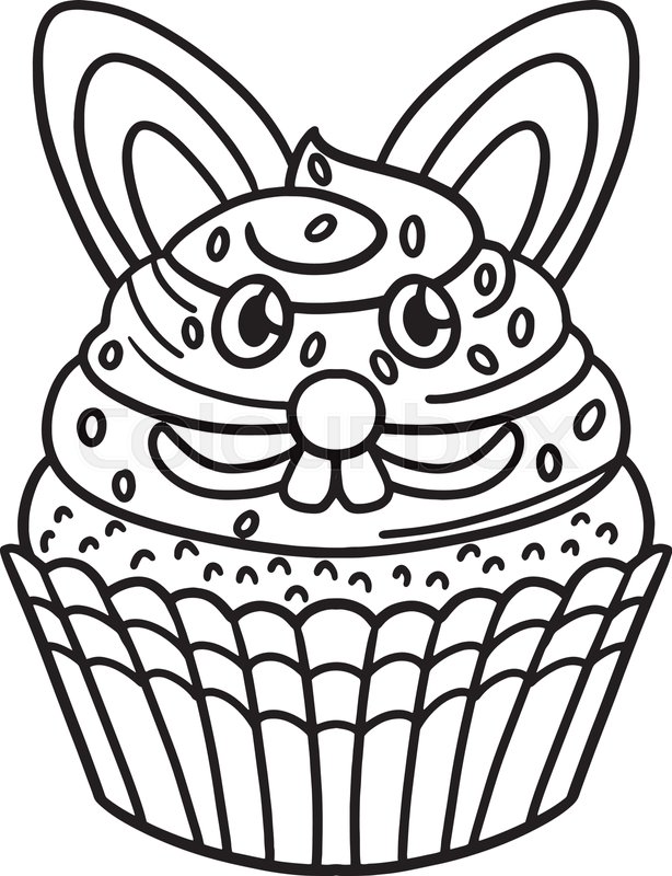 Easter Bunny Cupcake Isolated Coloring ...