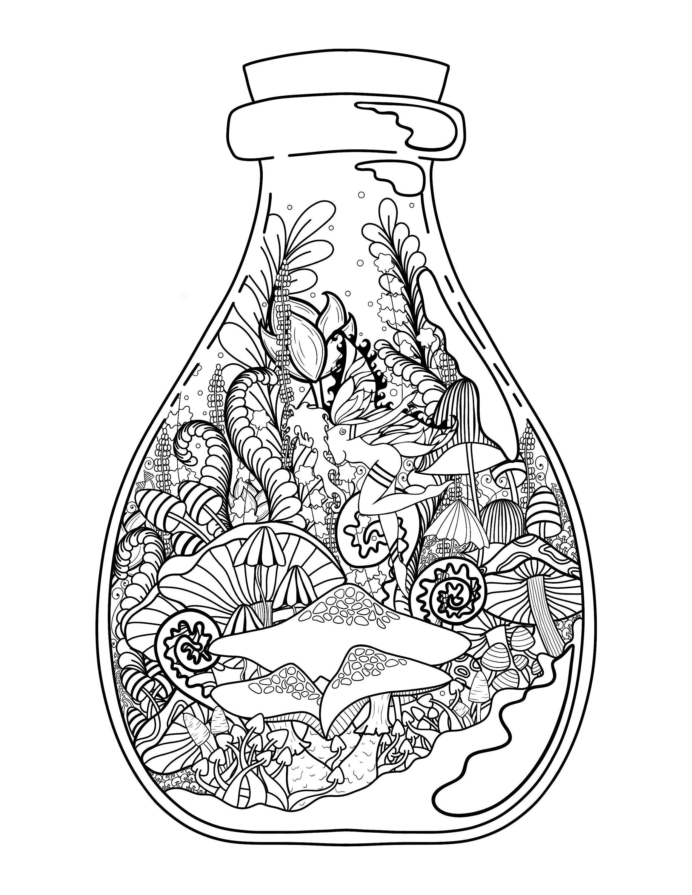 Cute Terrarium Coloring Page ...