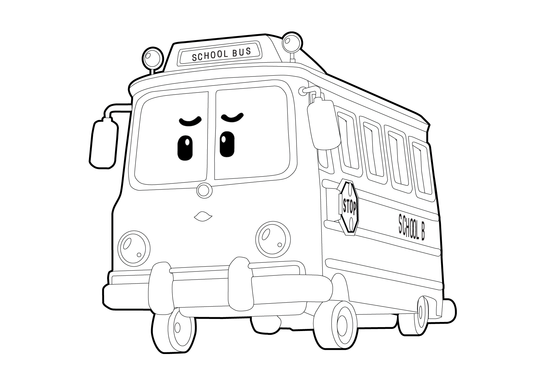 Robocar Poli Coloring Pages Yellow School Bus SchoolB - Get Coloring Pages