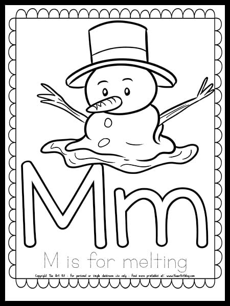 Letter M is for Melting FREE Spring Coloring Page - The Art Kit