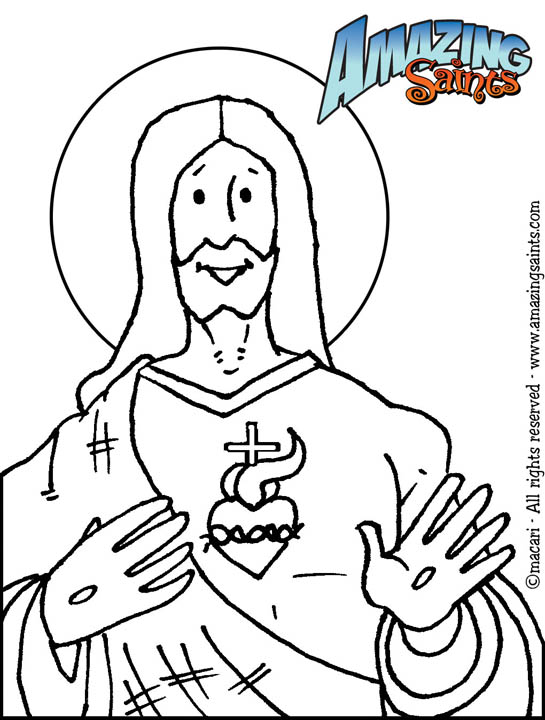 Free Coloring Pages: Sacred Heart Of Jesus Coloring Page