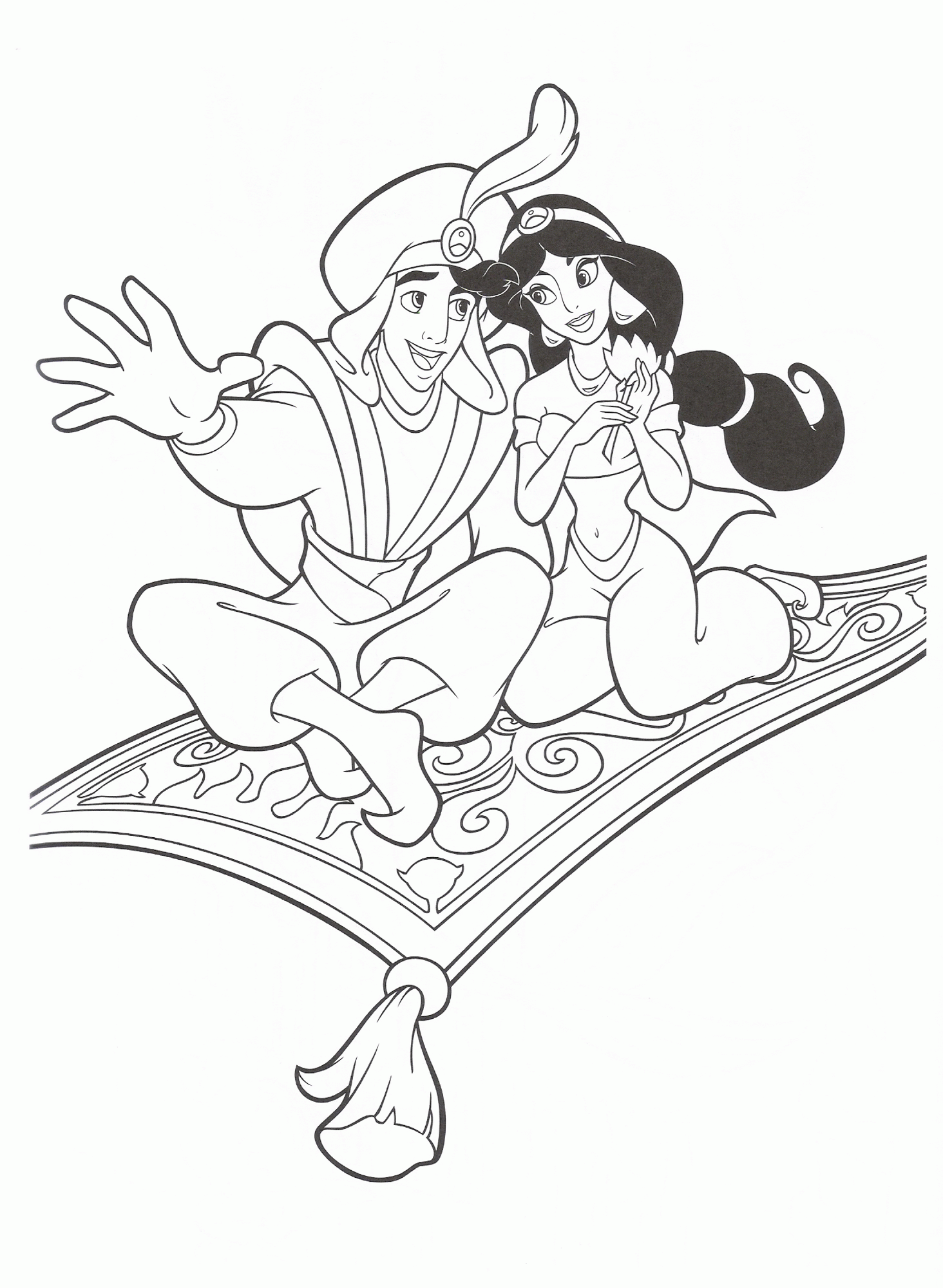 Aladdin And Jasmine Flying Coloring Pages Coloring Pages For Kids ...