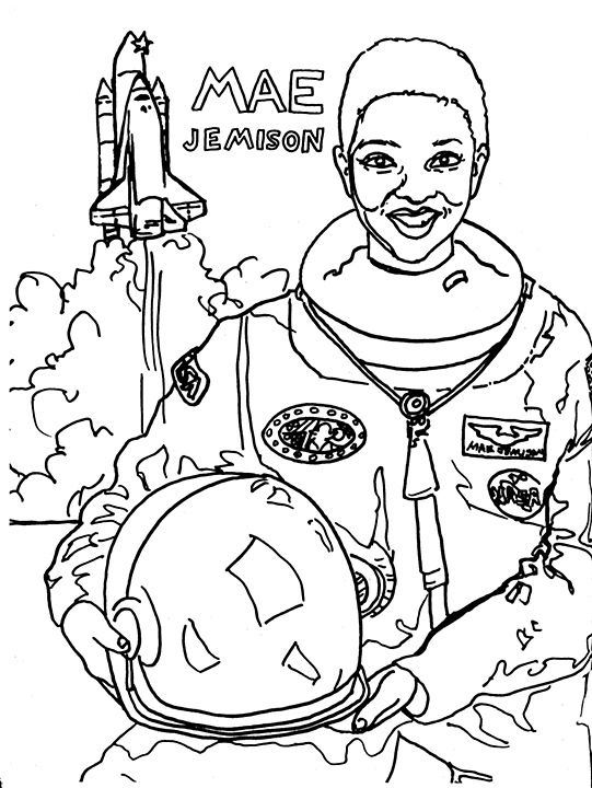 Mae Jemison Coloring Pages | Coloring books, Coloring pages, Black history  month crafts