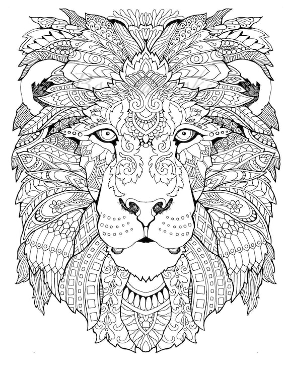 Awesome Animals adult Coloring Pages Coloring Pages | Etsy