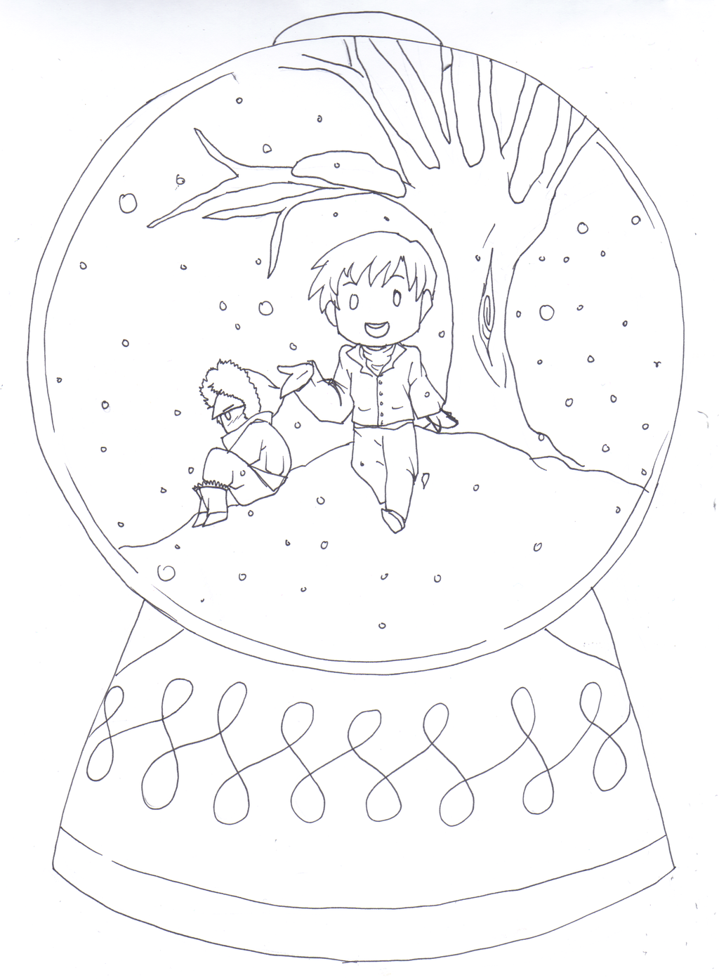 Snowglobe coloring pages