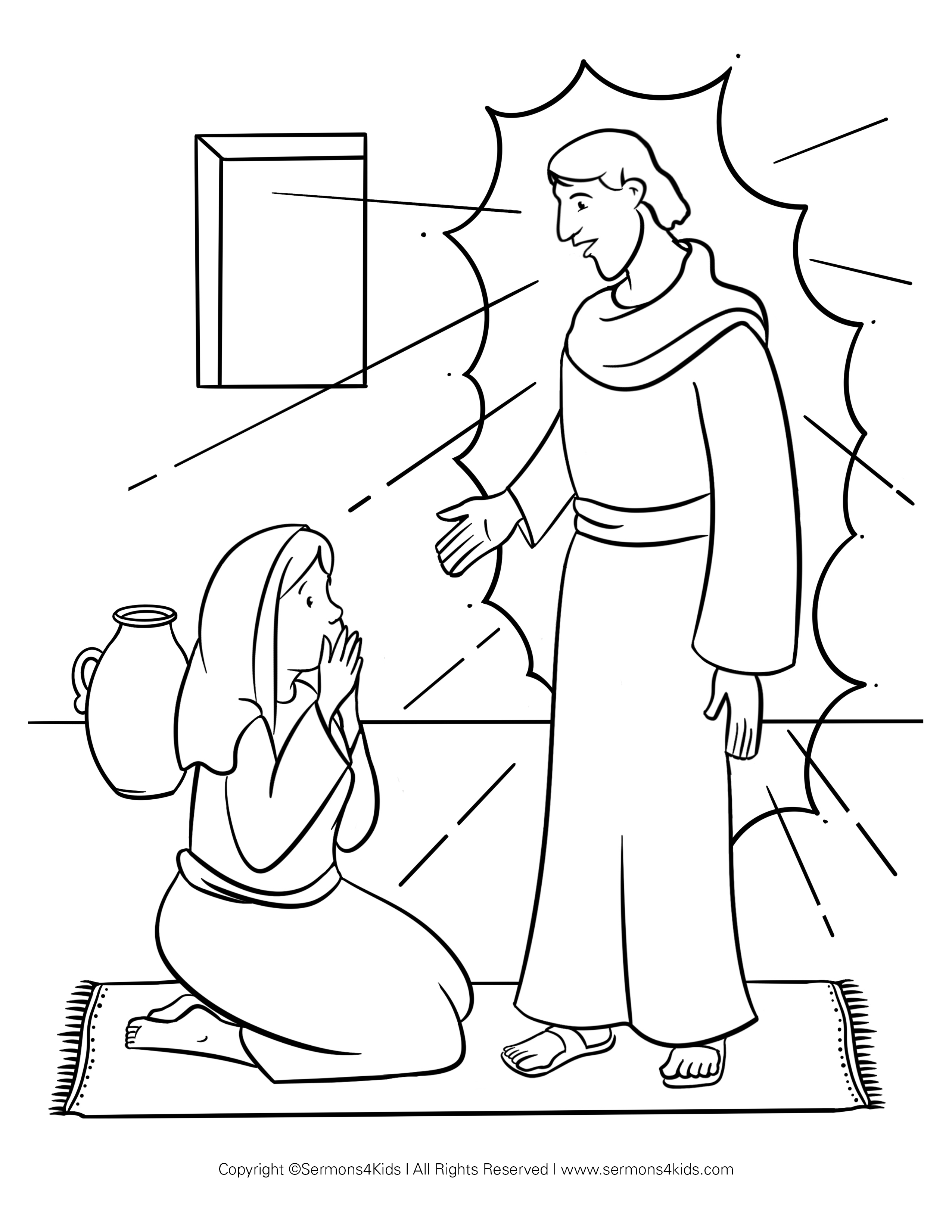 An Angel Appears to Mary #1 Coloring Page | Sermons4Kid...