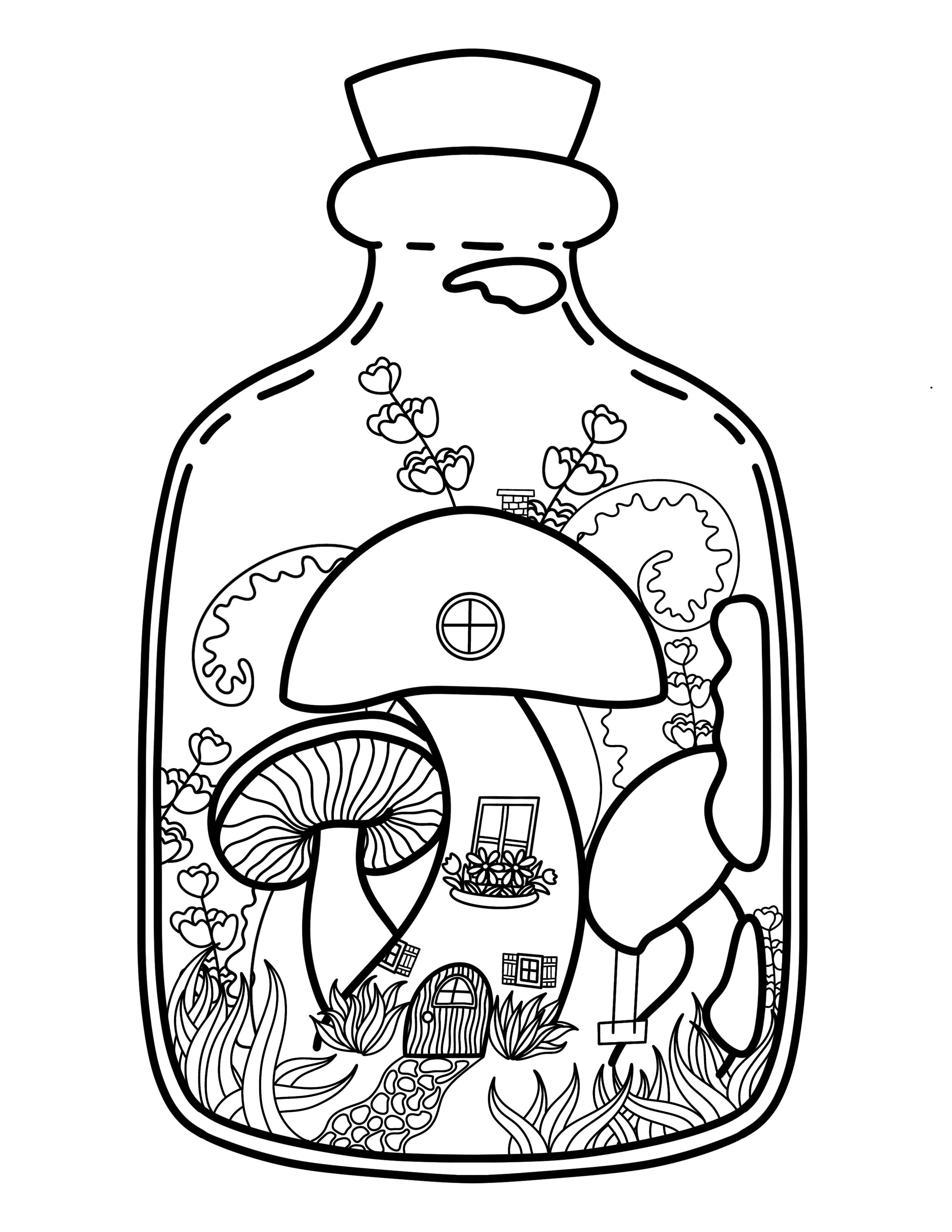 Cute Terrarium Coloring Page ...