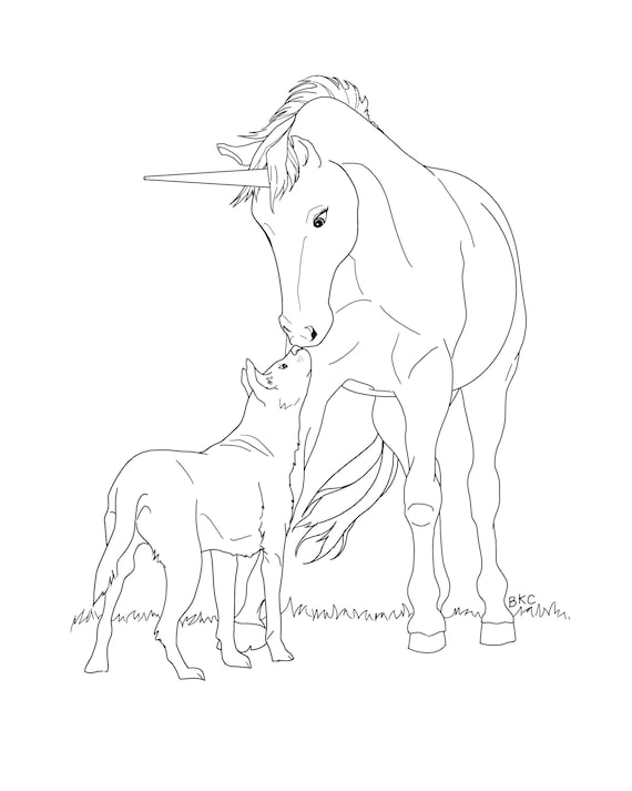 Unicorn & Dog Coloring Page coloring ...
