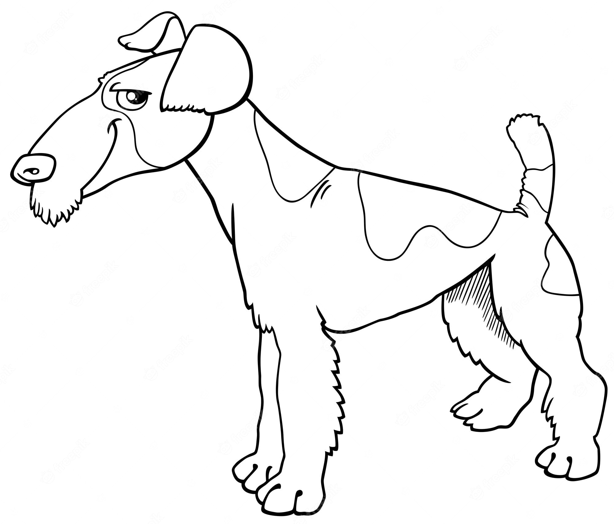 Premium Vector | Cartoon fox terrier purebred dog character coloring page