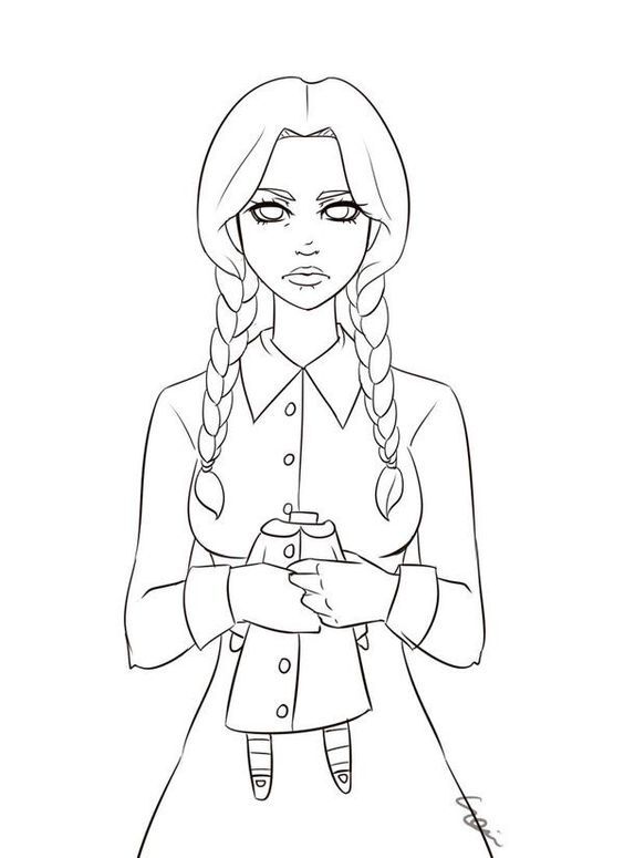 Wednesday Addams Coloring Pages Printable for Free Download