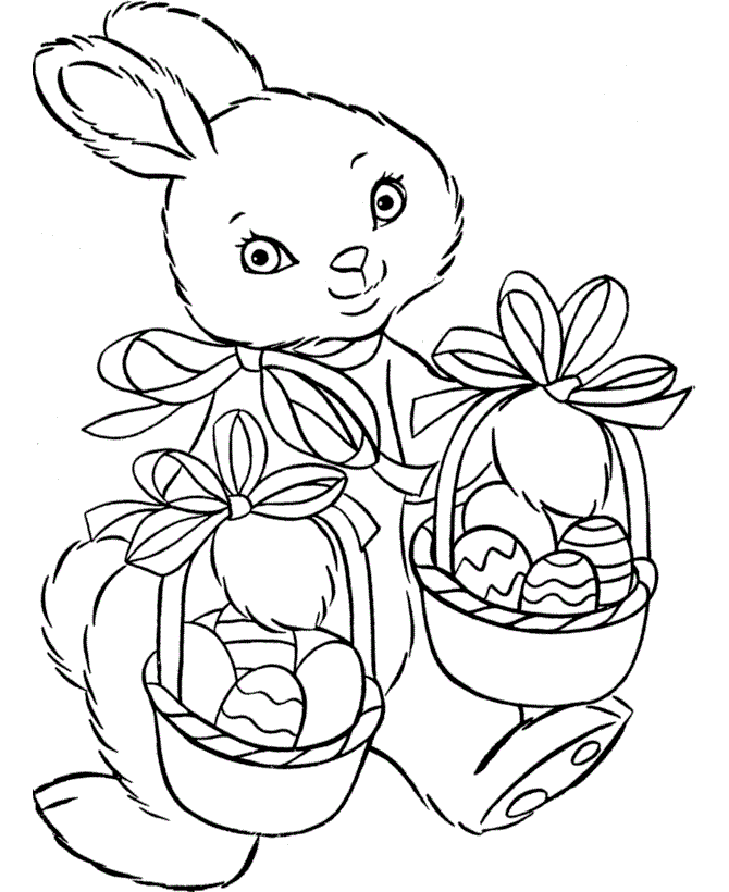 Easter basket bunny coloring book to print and online