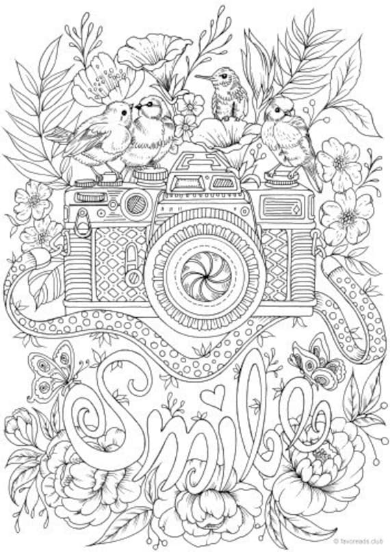 Smile Printable Adult Coloring Page From Favoreads coloring - Etsy Finland