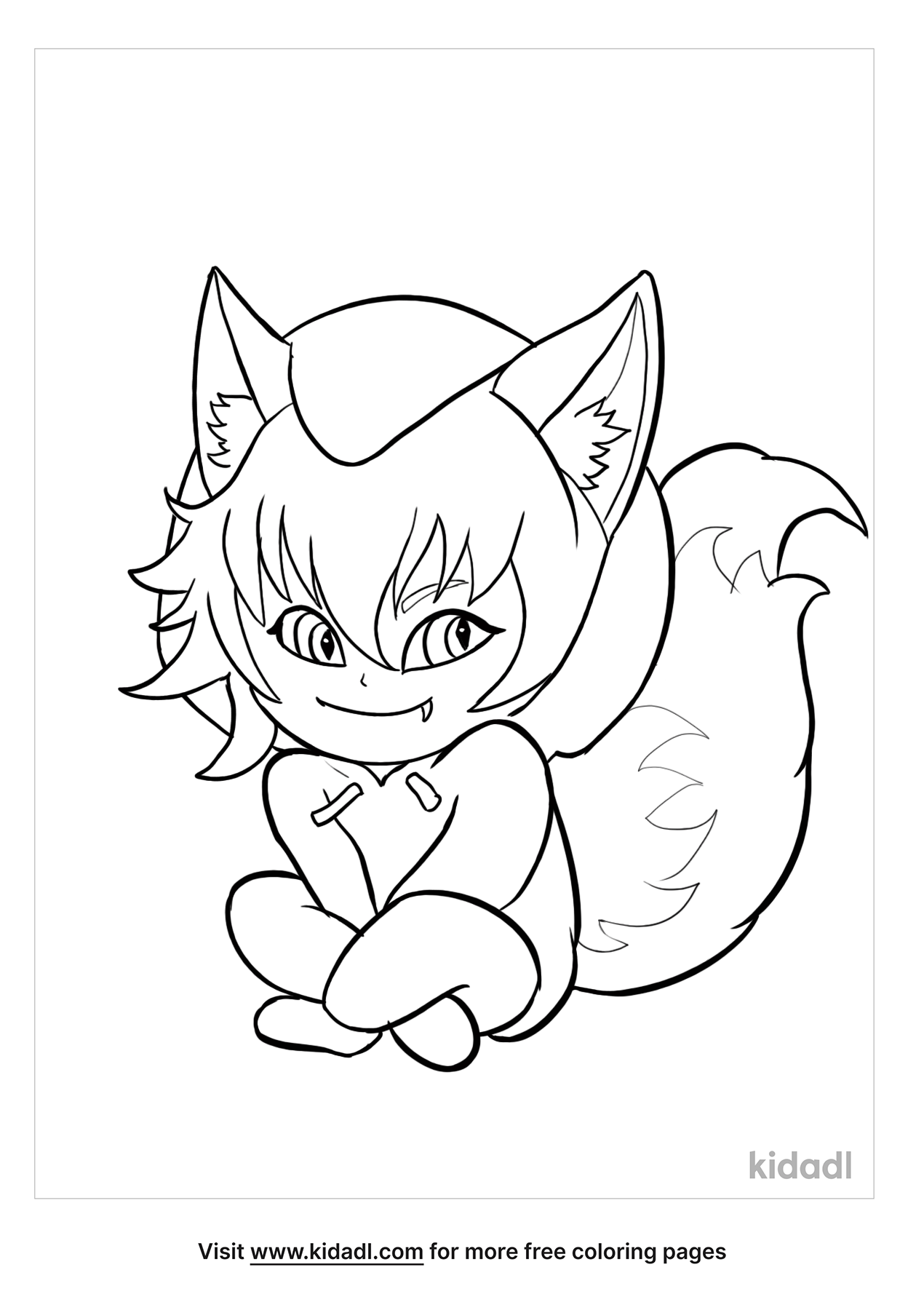 Chibi Wolf Girl Coloring Pages | Free Cartoons Coloring Pages | Kidadl
