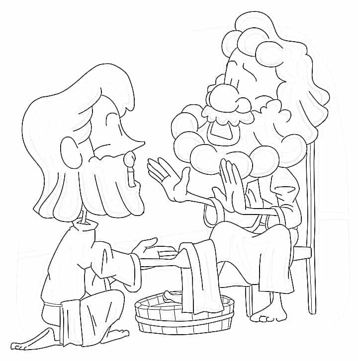 Jesus Washes the Disciples Feet Coloring Page - Ministry-To-Children Coloring  Pages