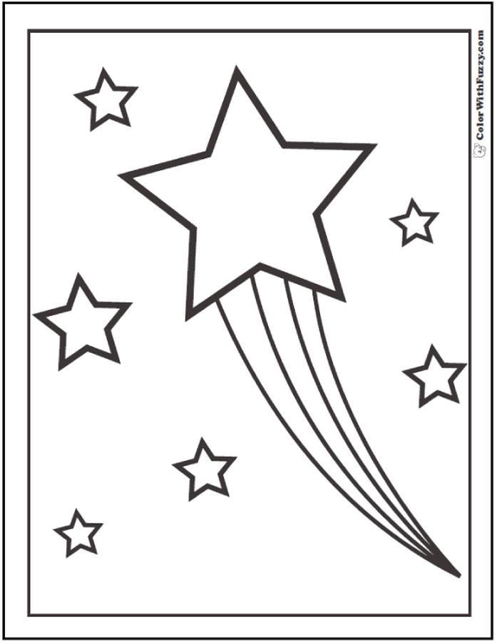 Get This Star Coloring Pages Shooting Star with Rainbow Trails !