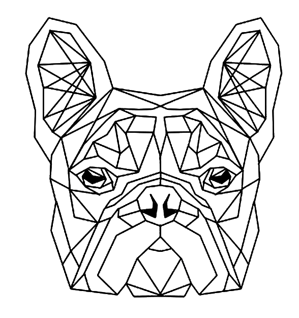 Geometric Bulldog Coloring Pages - Geometric Coloring Pages - Coloring Pages  For Kids And Adults