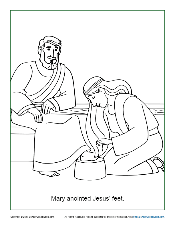Mary Anoints Jesus' Feet Coloring Page