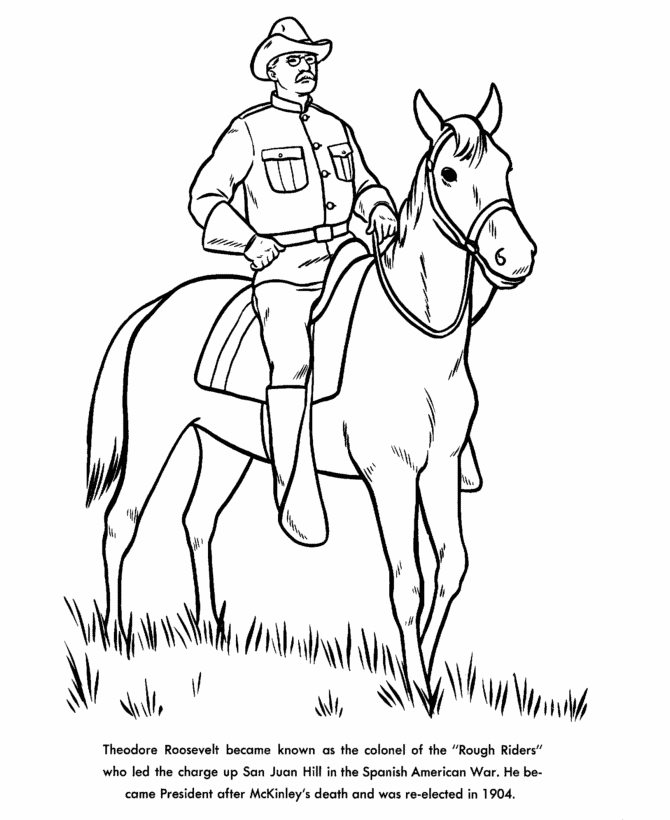 USA-Printables: President Theodore Roosevelt coloring page - 26th 