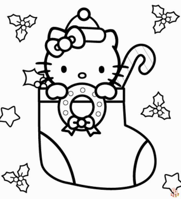 Adorable Christmas Hello Kitty Coloring Pages with GBcoloring