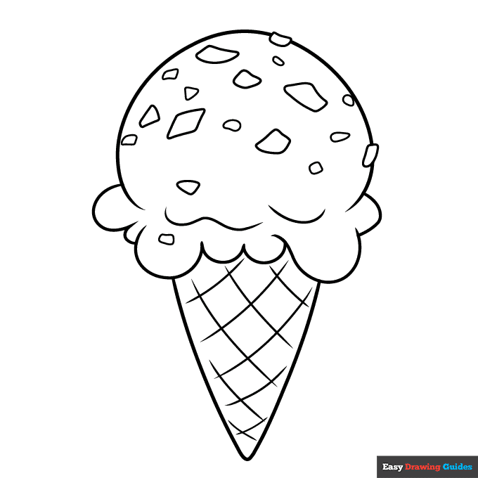 Mint Chocolate Chip Ice Cream Coloring Page | Easy Drawing Guides