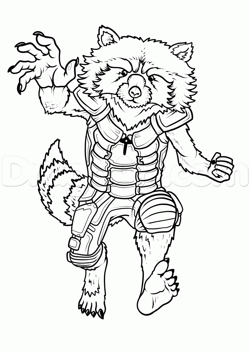 Armor Rocket Raccoon Coloring Page - Free Printable Coloring Pages for Kids