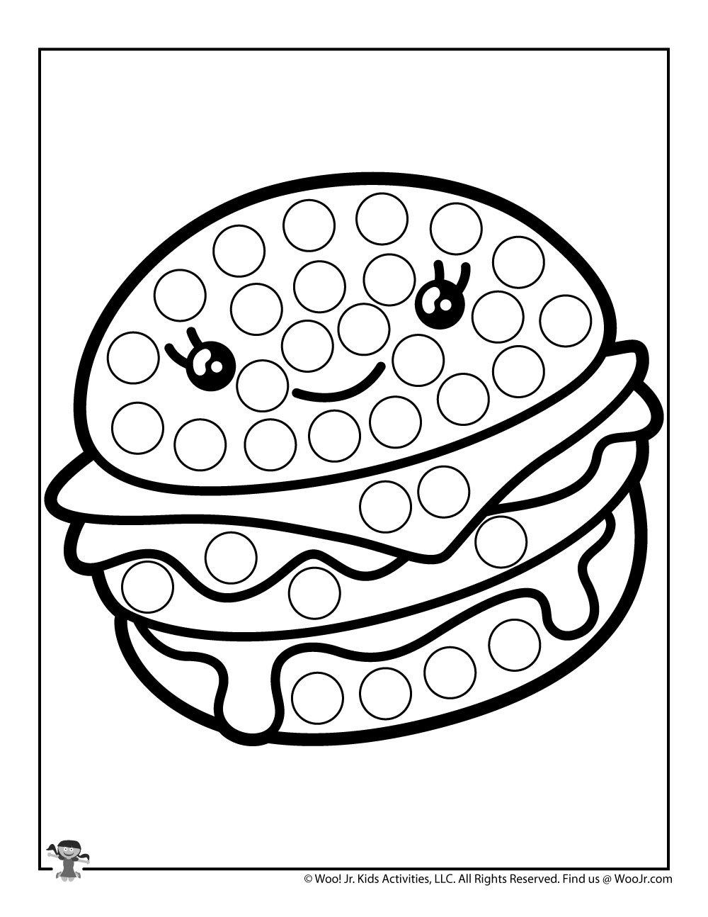 Happy Burger Food Do a Dot Art Coloring Pages | Woo! Jr. Kids Activities :  Children's Publishing
