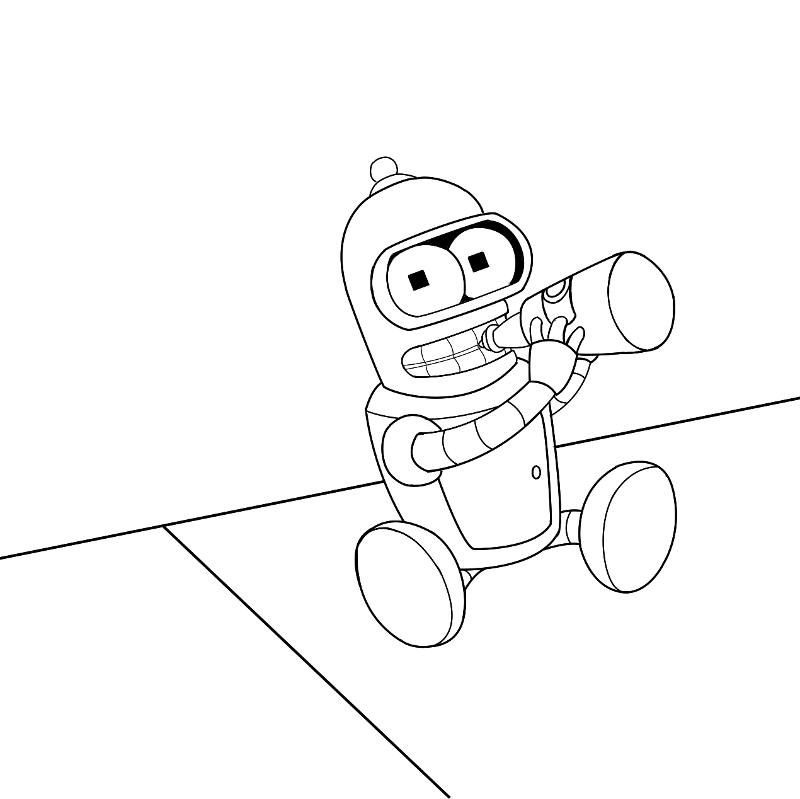 Futurama Bender Coloring Pages Characters Sketch Coloring Page