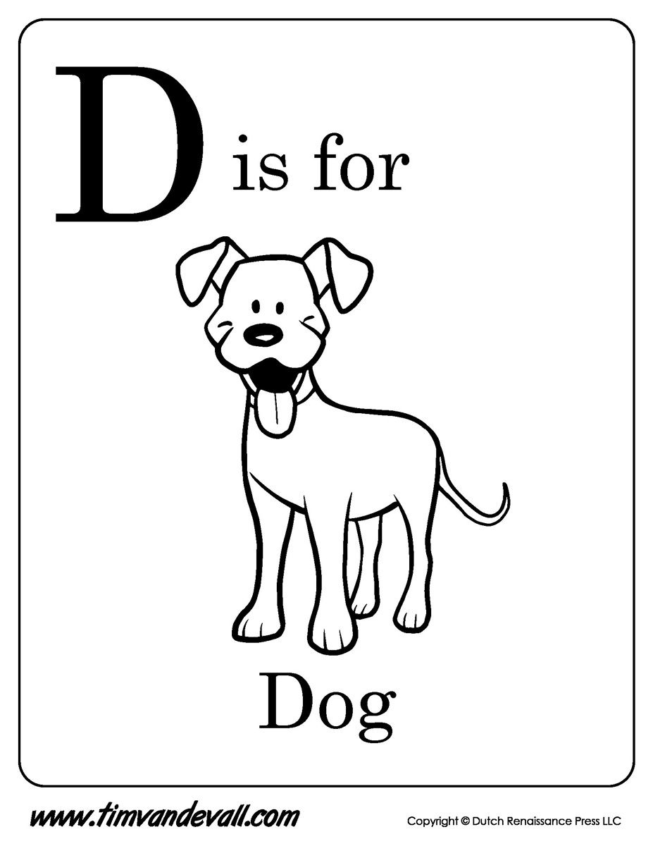 Tags: dog | D is for dog, Alphabet coloring pages, Coloring pages
