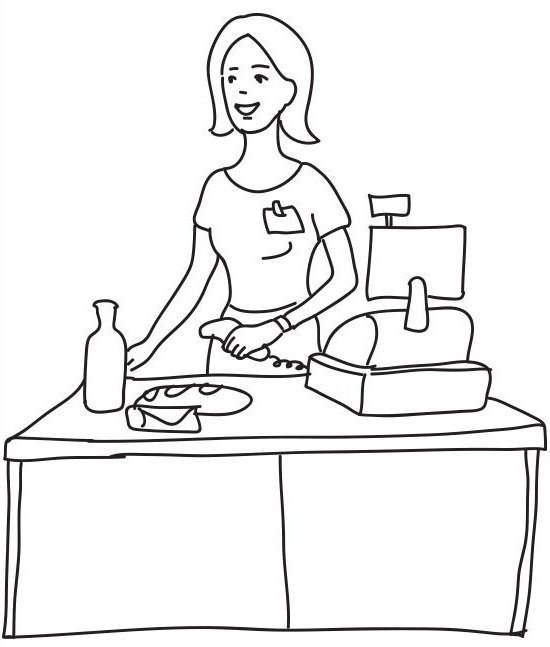 Inside Supermarket Cashier Coloring Page | Coloring pages, Supermarket,  Color