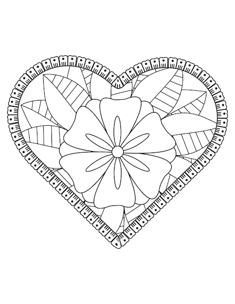 Premium Vector | Heart coloring page for adult and kids. love coloring  vector. valentine pattern design. love art