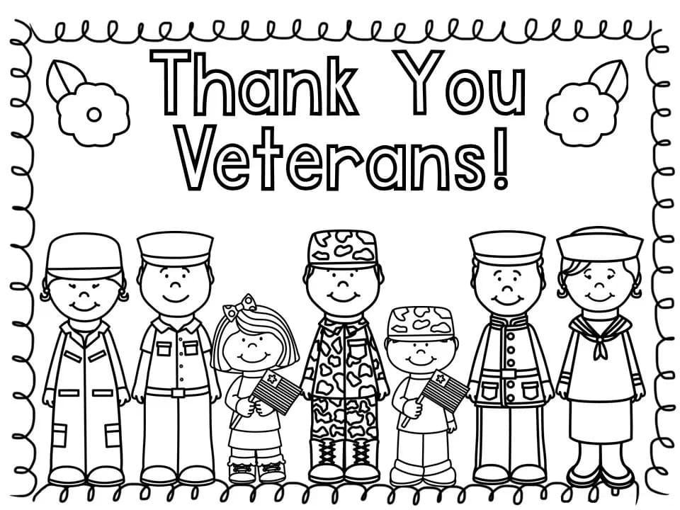 Thank You Veterans Coloring Page - Free Printable Coloring Pages for Kids