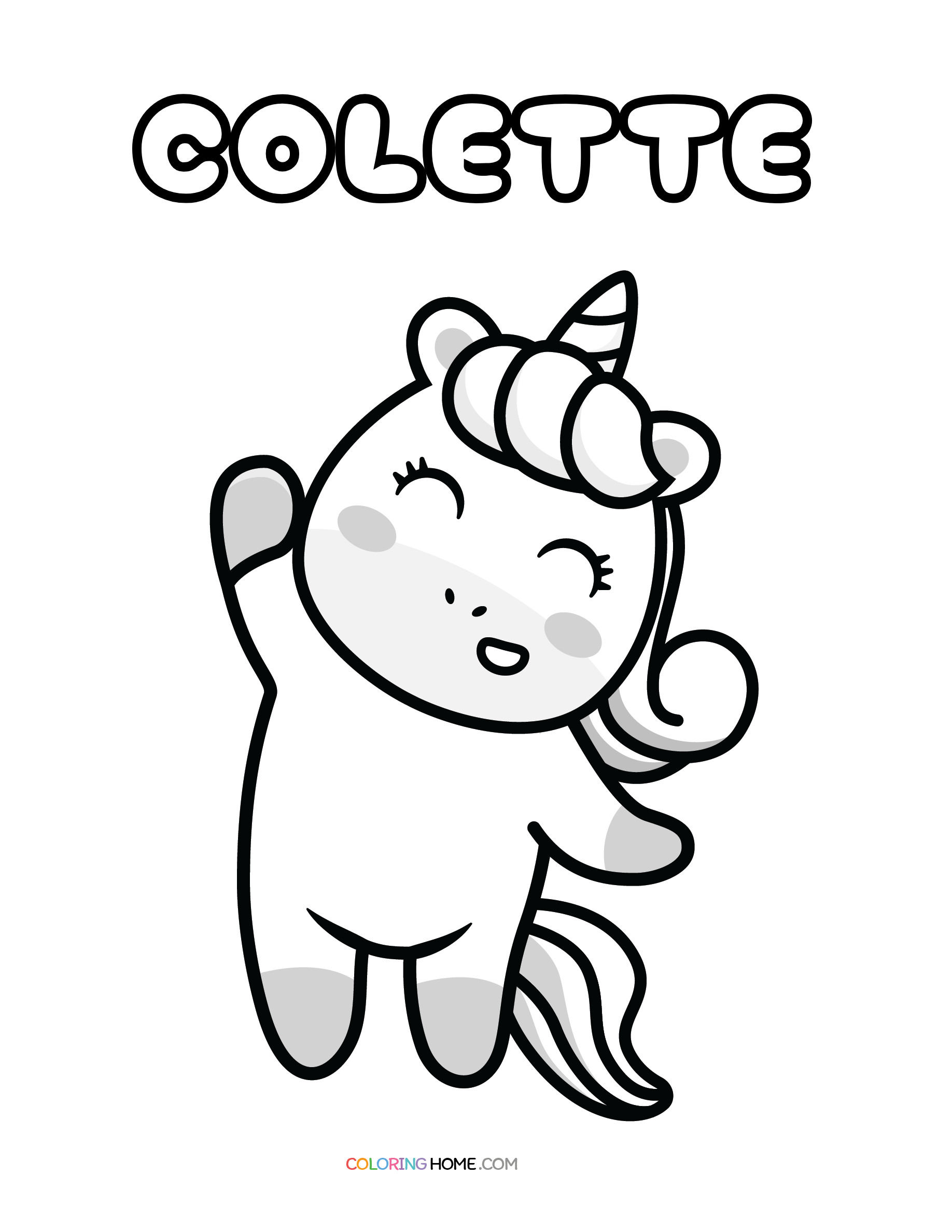 Colette unicorn coloring page