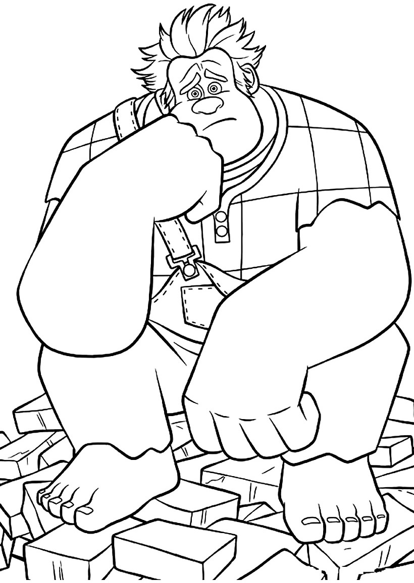 Ralph on the mountain of bricks - Coloring pages for you