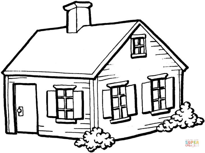 Small House In The Village coloring page | Free Printable Coloring Pages