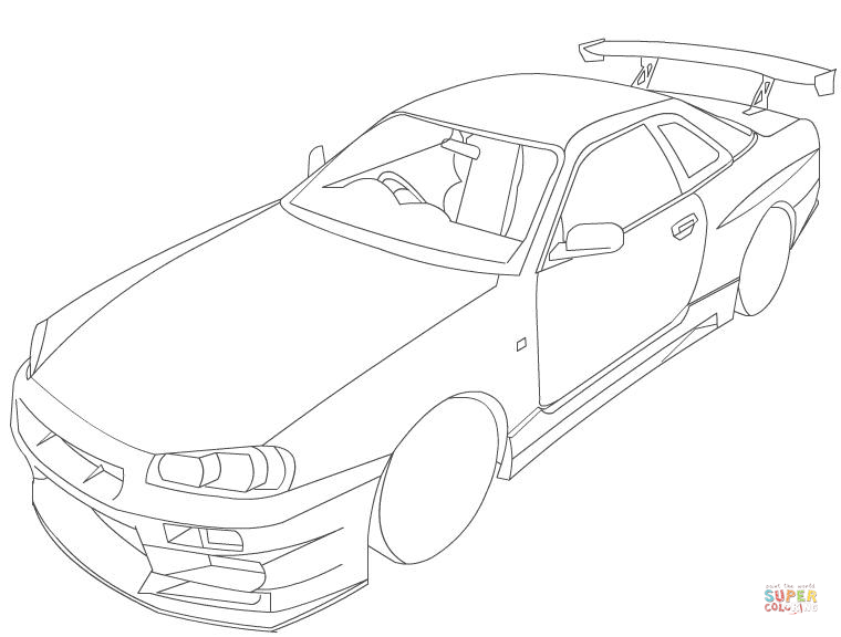 Nissan Skyline R34 coloring page | Free Printable Coloring Pages