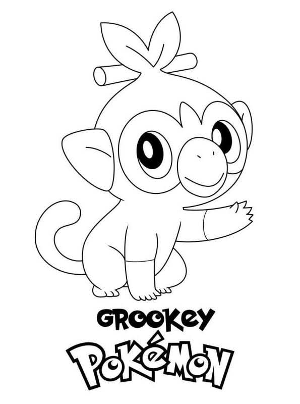 Kids-n-fun.com | Coloring page Pokemon Sword and Shield Grookey