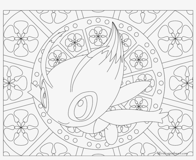 251 Celebi Pokemon Coloring Page - Adult Pokemon Coloring Sheet PNG Image |  Transparent PNG Free Download on SeekPNG