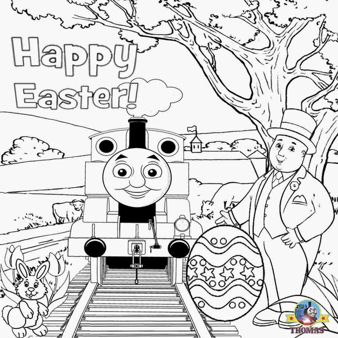 Kids Happy Easter coloring pictures of Thomas the train and ...