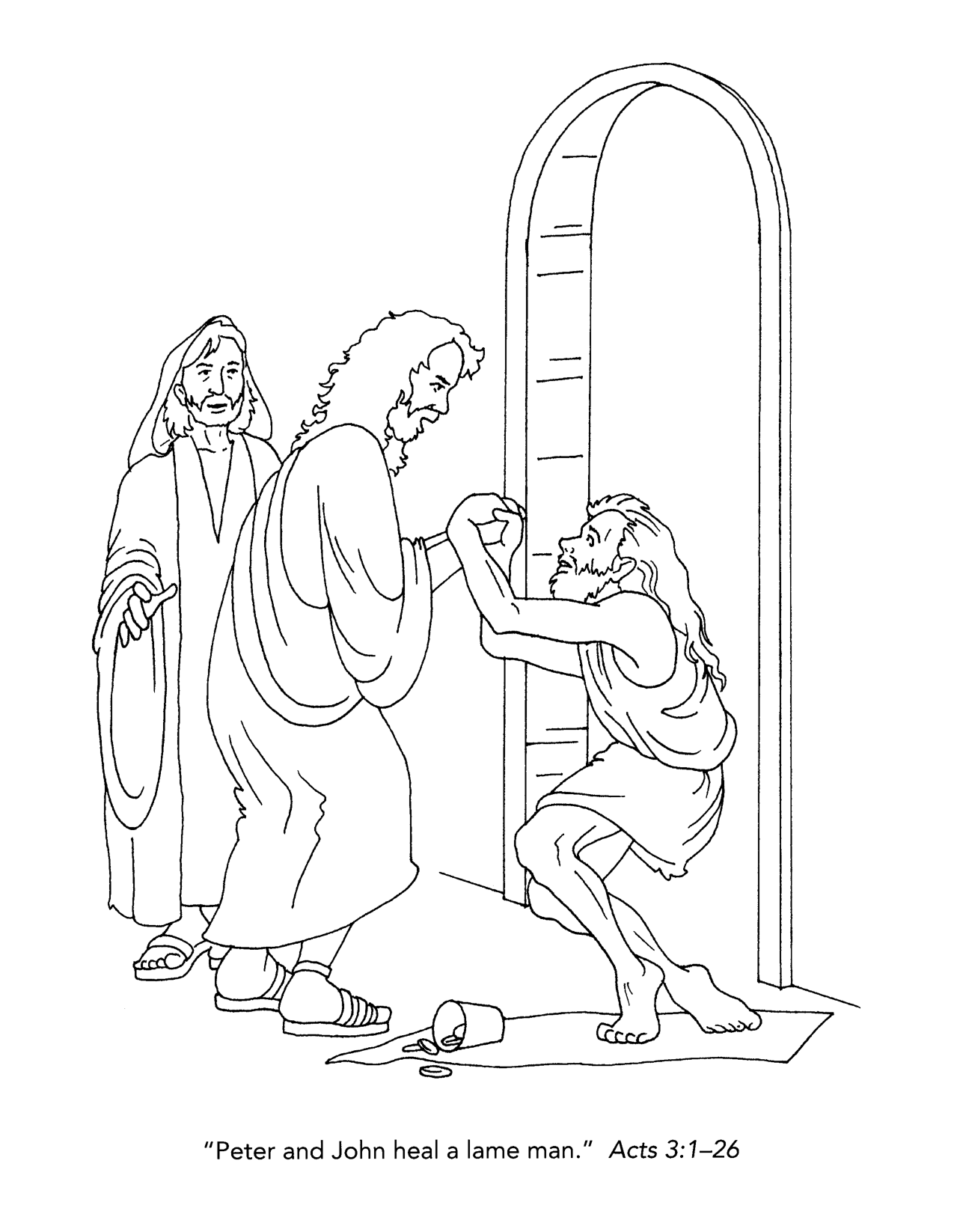 Peter And John Heal A Lame Man Coloring Page