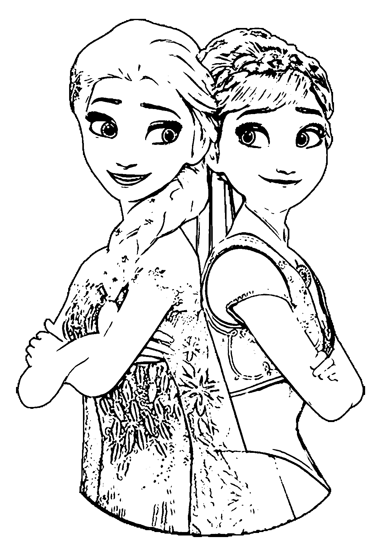 Fever Elsa_anna Upper Bodies Coloring Page | Wecoloringpage