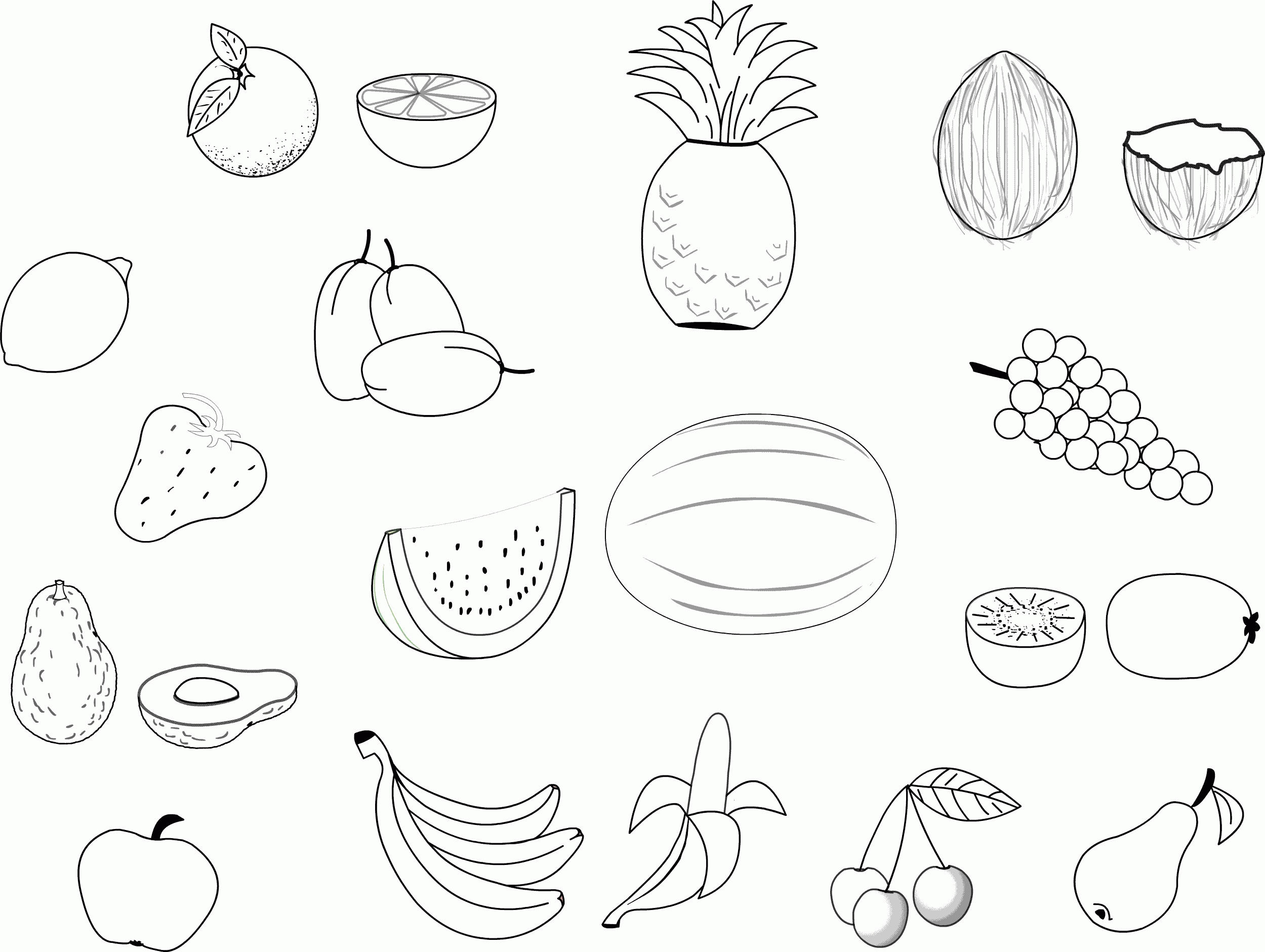 Fruits And Vegetables Coloring Pages For Kids Printable - 123 Free ...