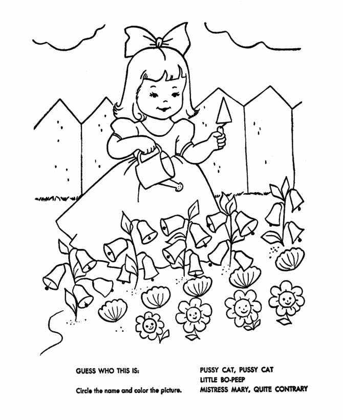 Mary mary quite contrary Colouring Pages